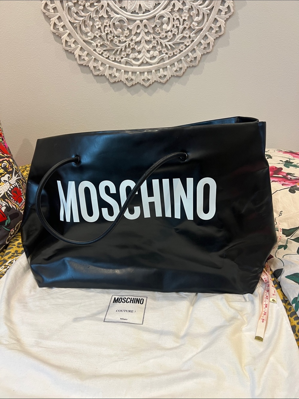 Moschino Couture! Milano Black Logo Shopper Tote